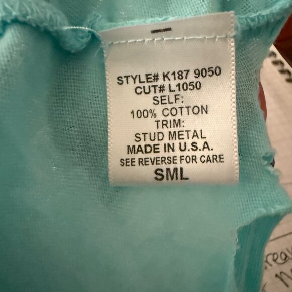 Emma & Sam Studded Fringe Tank Top Aqua S - Picture 5 of 5